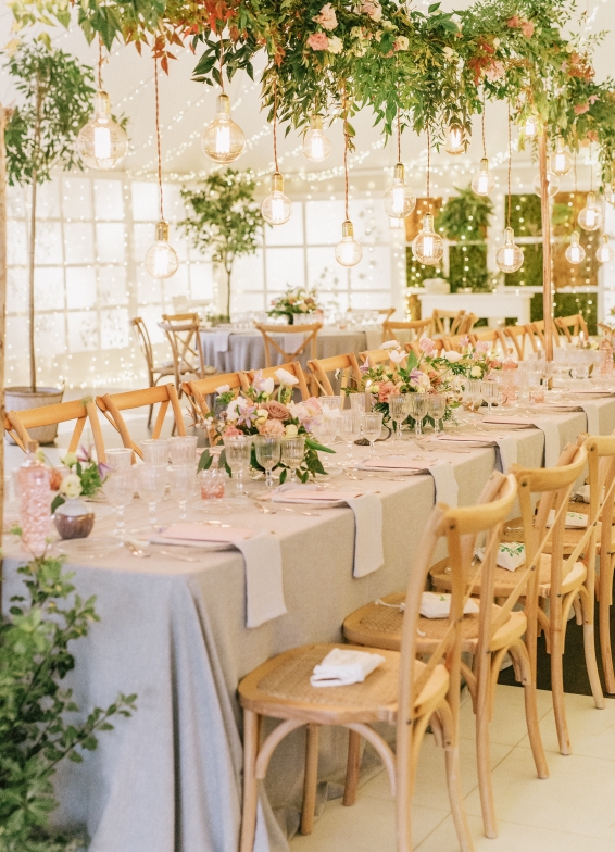 A floral wedding reception table in Savanah